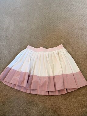 Athleta Pink and White Colorblock Pleated Skirt